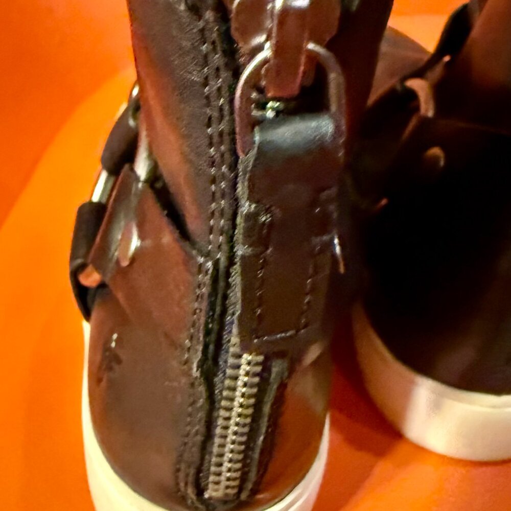 Frye Back-Zip Leather Sneaker Boots, Barely Worn